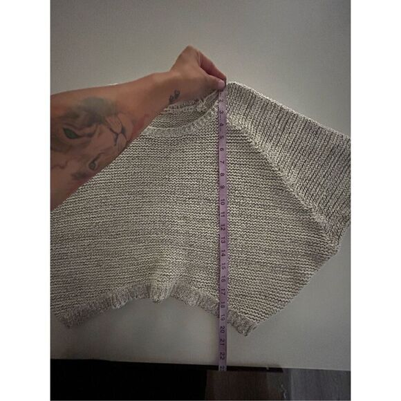 Moussy Gray White Knit Scoop Neck Dolman Long Sleeve Pullover Sweater One Size - Picture 9 of 11